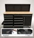61 inch rolling tool chest with solid rubberwood worktop on heavy duty castors