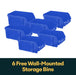 6 free wall-mounted storage bins included with 72 inch tool cabinet with workbench