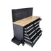 61 inch rolling tool chest side angle with ball bearing drawers open and side tray