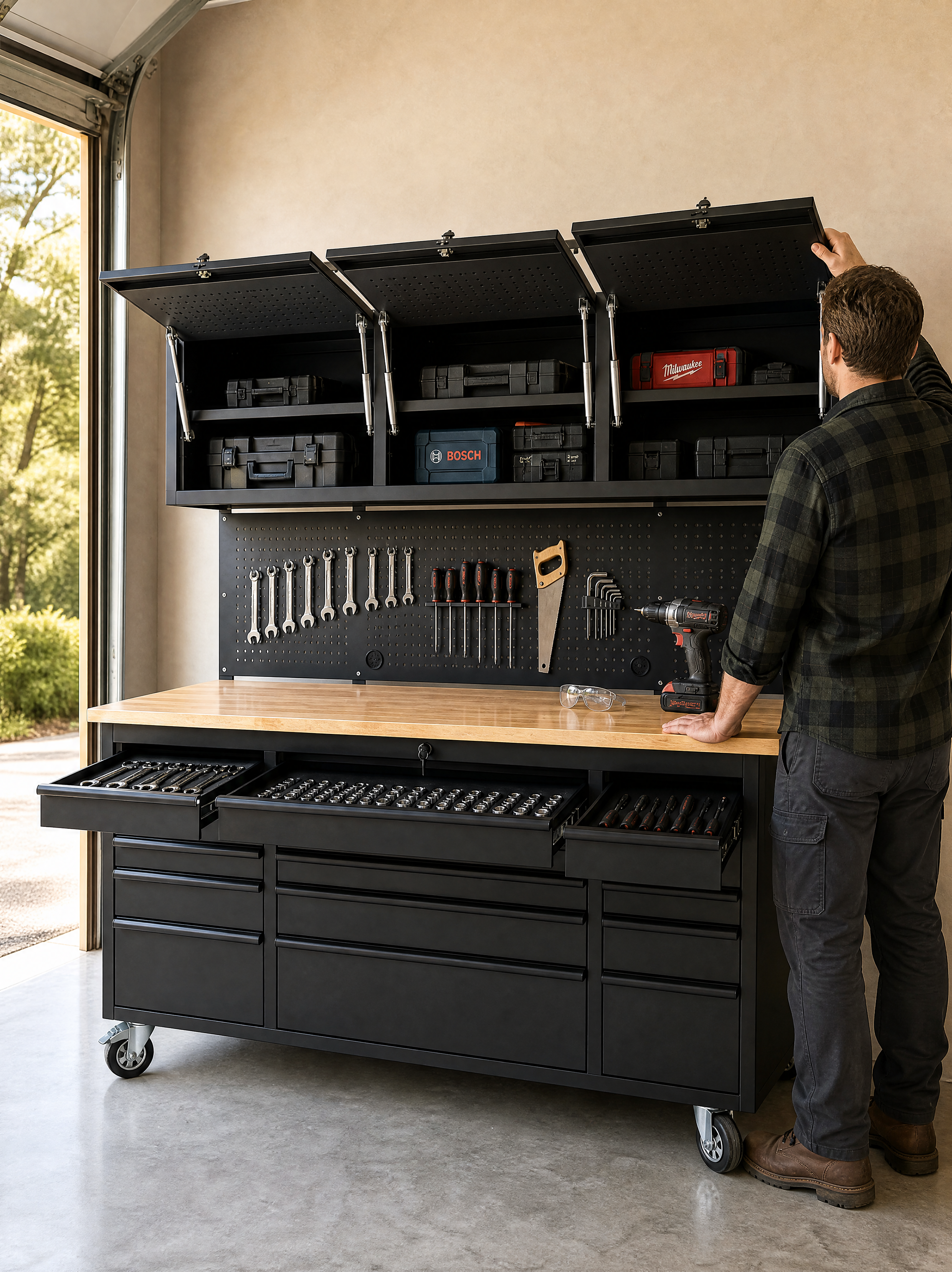 72 inch heavy duty tool cabinet with workbench