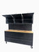 72 inch heavy duty tool cabinet with workbench, upper cabinets open, pegboard and rubberwood top
