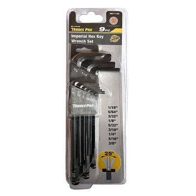 Trades Pro 9pc Imperial Ball End Hex Key Wrench Set
