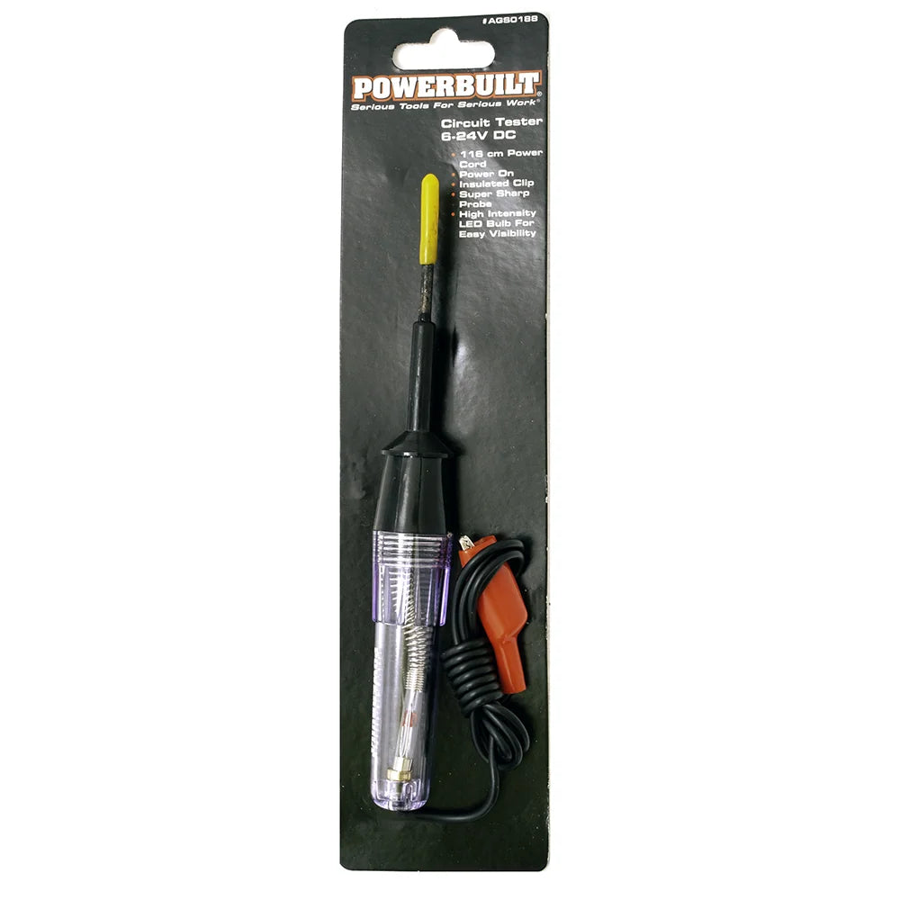 Powerbuilt AGS0188 Circuit Tester 6-24V DC with LED Bulb — TradeRoots NZ