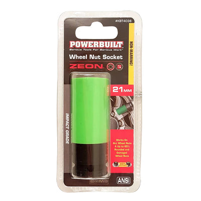 Powerbuilt 1/2” Dr 6pt 21mm ZEON Wheel Nut Impact Socket