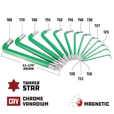 Powerbuilt WHT1045 13pc Jumbo Long Magnetic Star/Torx Key — TradeRoots NZ