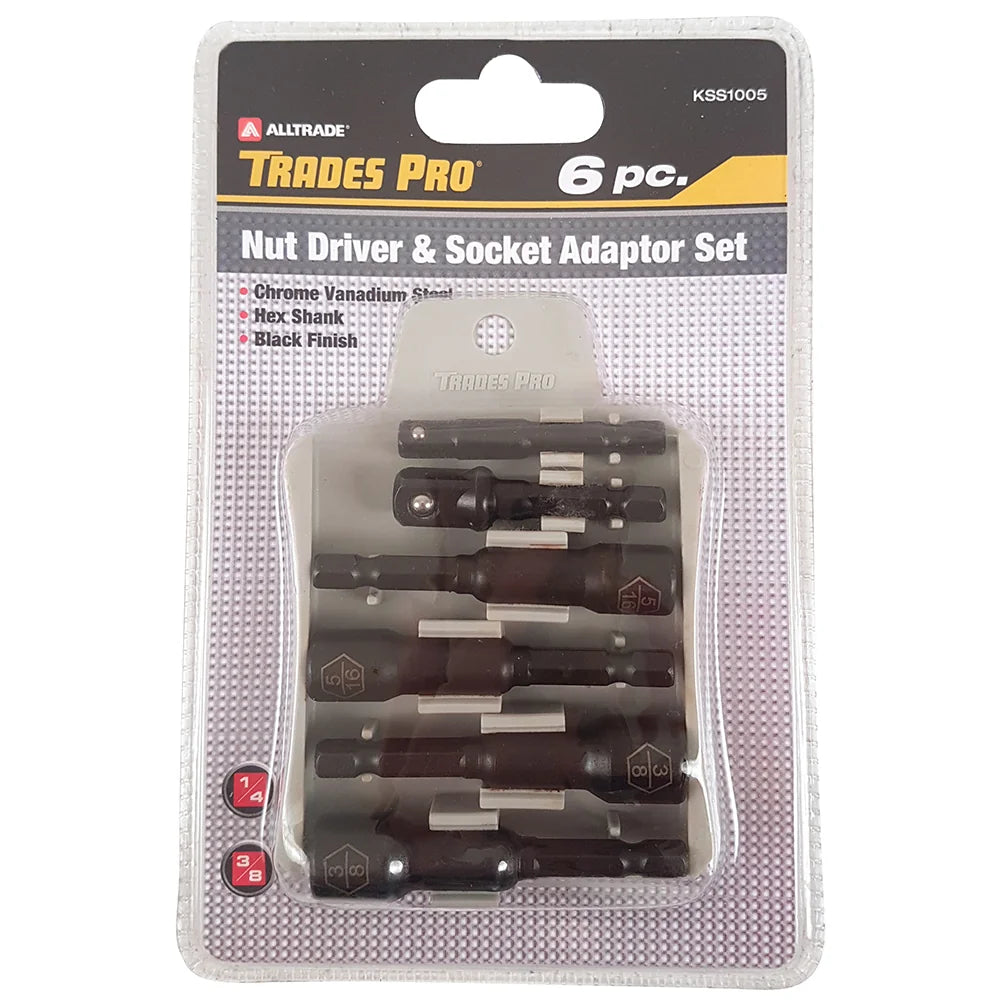 Trades Pro 4pc Nut Driver & 2pc 1/4", 3/8" Socket
