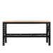 90 inch heavy duty workbench front view with rubberwood top and wire storage shelf